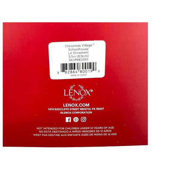 Lenox Christmas Village Schoolhouse Lit Ornament 3.5" Porcelain NIB - Picture 10 of 11